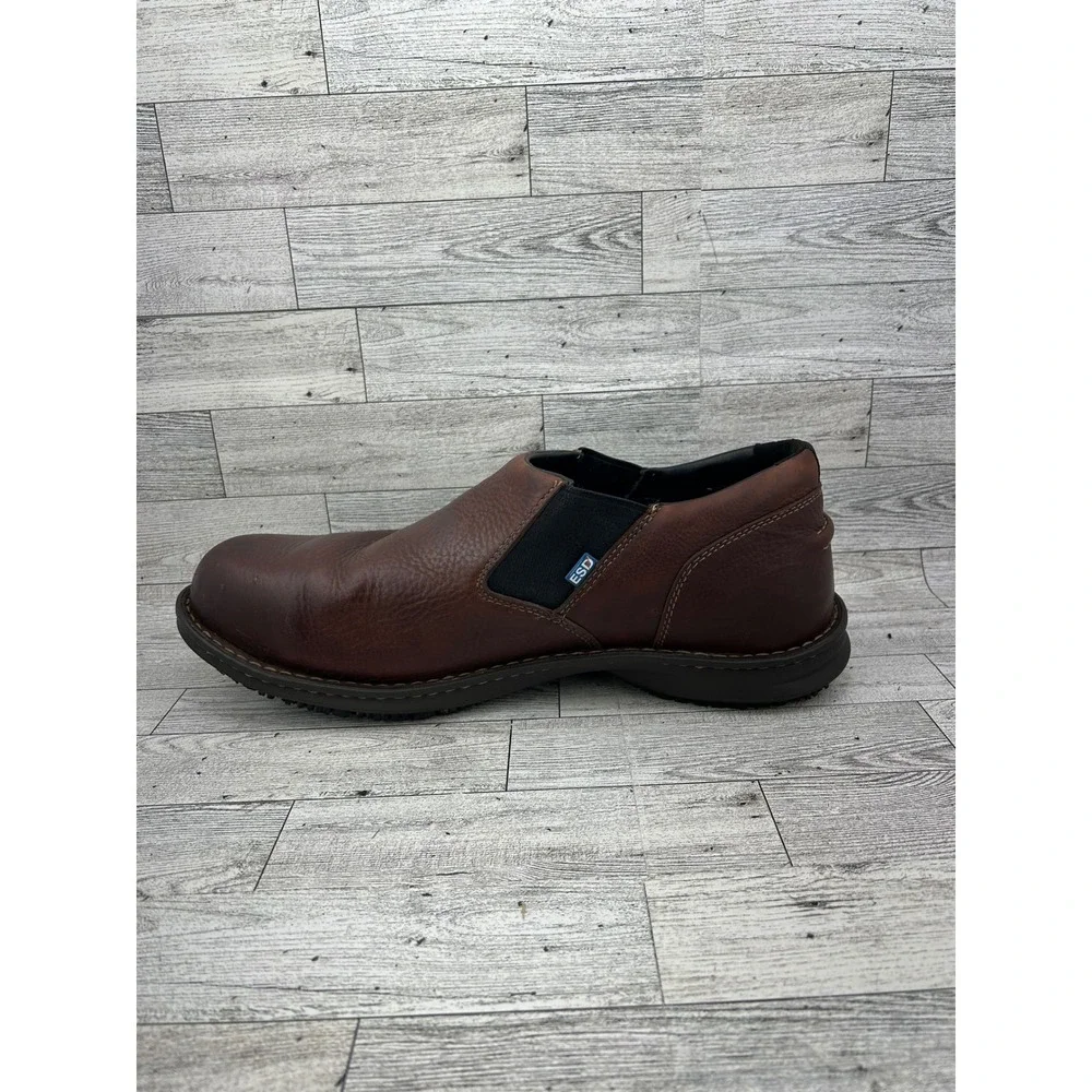 Timberland PRO Slip On Leather ESD Work Shoes Mens 14W‎ Brown Slip Resistant